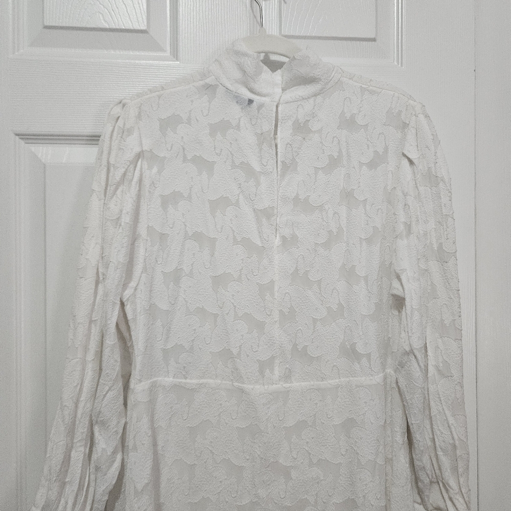 & Other Stories White Jacquard Dress 10 - Picture 8 of 9